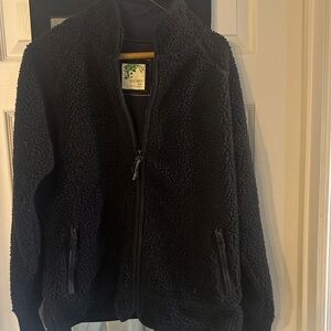 Black Sherpa Zip-Up Jacket Old Navy Large